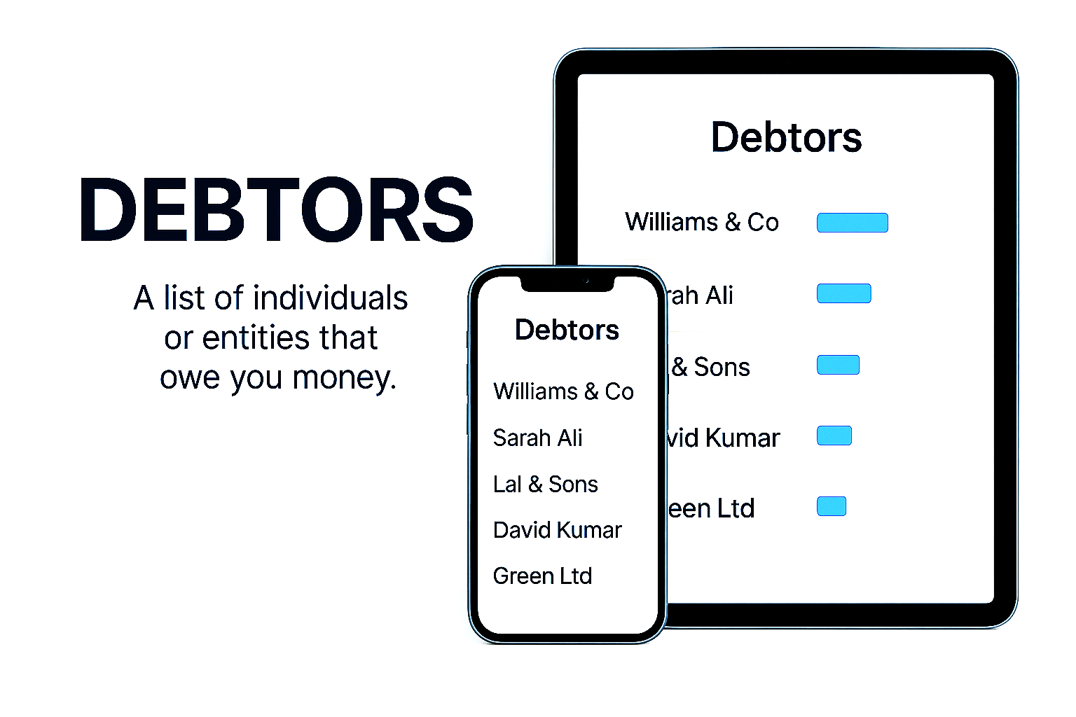 Illustration for Debtors Management (Light Mode)