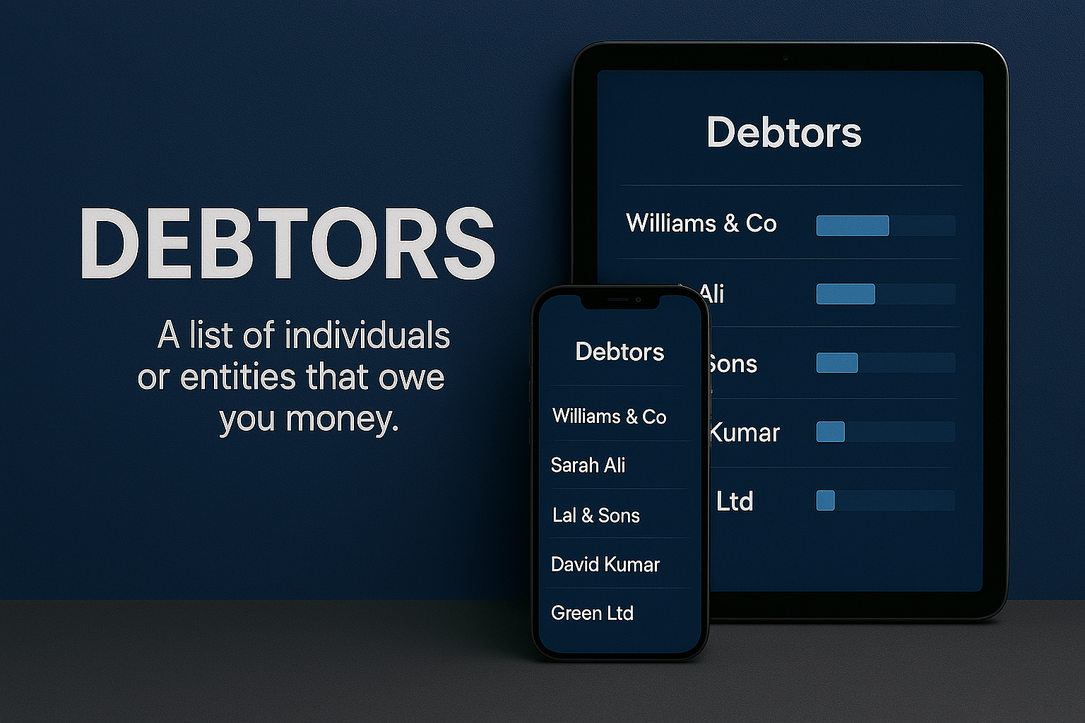 Illustration for Debtors Management (Dark Mode)