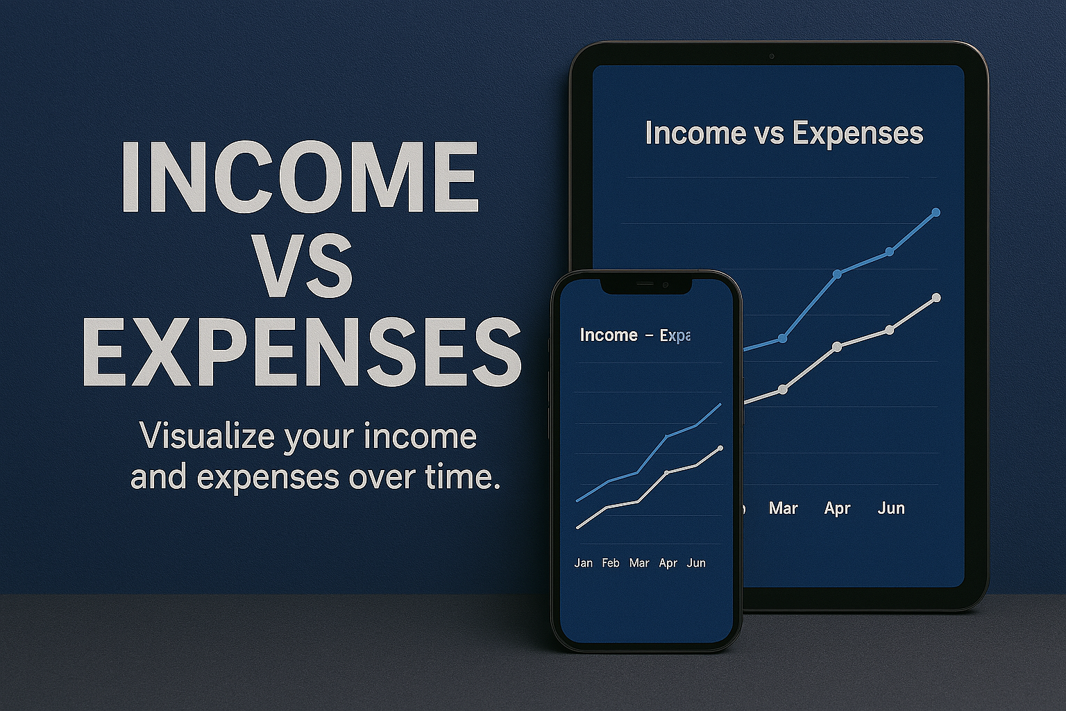 Illustration for Income vs Expenses (Dark Mode)